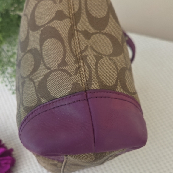 Coach Brown Purple Vintage Signature Coated Canvas Tote - Picture 8 of 16
